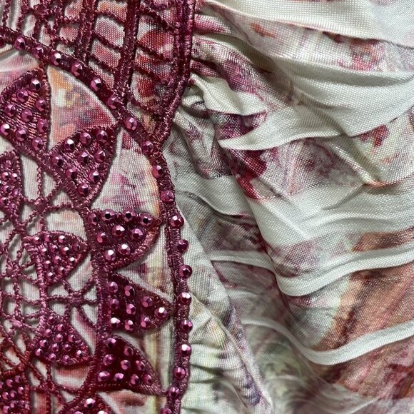 World Unity Romantic Stone Dress NWT Short Sleeve Notch Midi Pink Size Large L - Picture 8 of 17